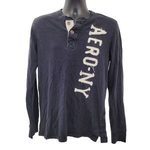 2/$20 Aeropostale Black Classic Logo Casual Top Long Sleeve Size: M